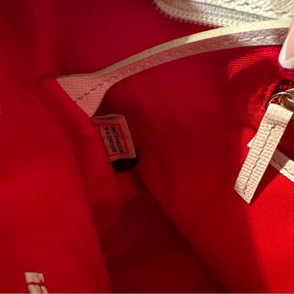 Dooney and Bourke white leather tote bag handbag with red interior barely used!! - Picture 3 of 5